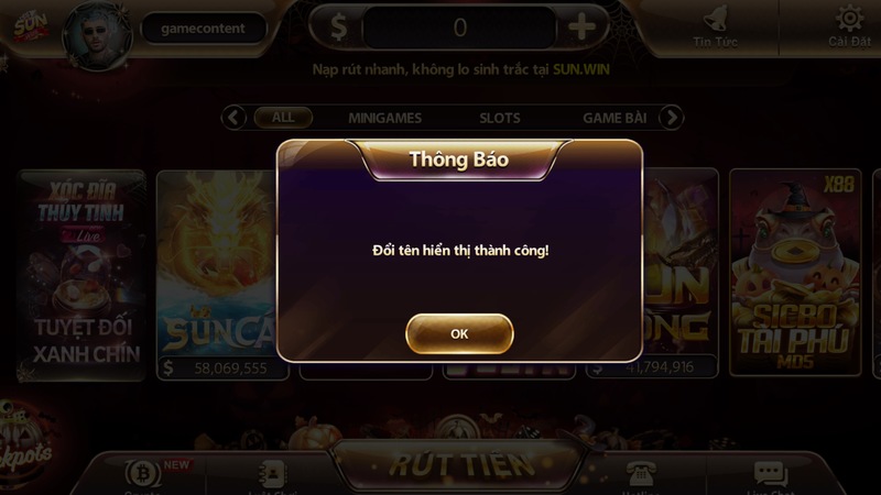 Đổi tên hiển thị xác nhận thành công Đổi tên hiển thị xác nhận thành công